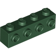 Lego kostka (kostička) 1x4 s nopy na jedné straně, tmavě zelená (4245573, 6055239)